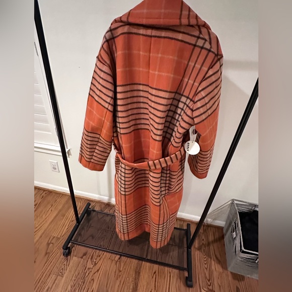 STAUD Carver Wool Coat | Persimmon | Mega Plaid  | Size L | NWT - Picture 7 of 8